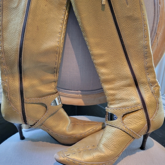 Vintage-FENDI Selleria GOLD leather boots - Picture 6 of 12